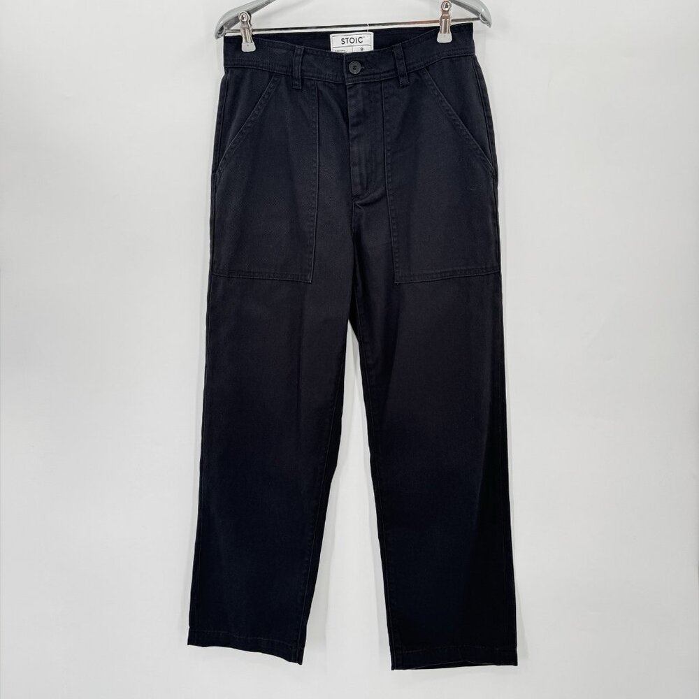 Stoic Women's Utility Pant in Black size 8 High Rise Wide Leg 100% Cotton Twill